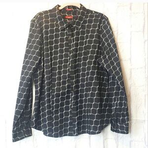 TALBOTS HABERDASHERY Trellis Print Wrinkle-Resistant Button Down Shirt 14